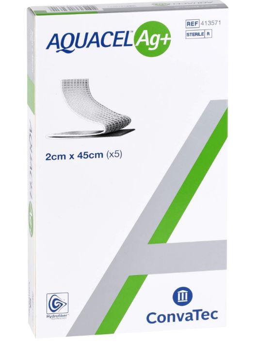 Aquacel Ag Plus 2*45cm Bandage mit Silber 1Stk