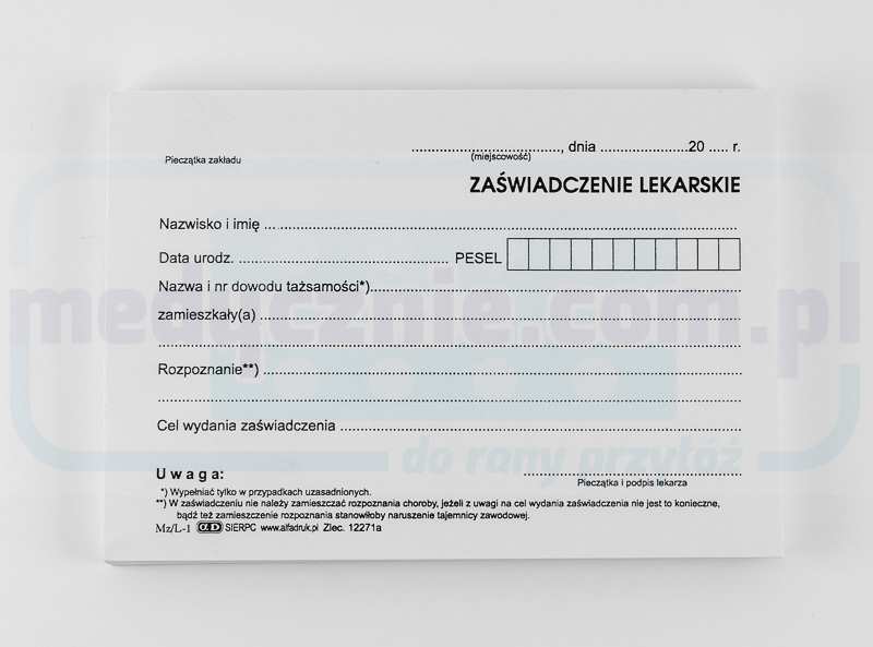 Druck - L-1 ärztliches Attest 100 Kopien