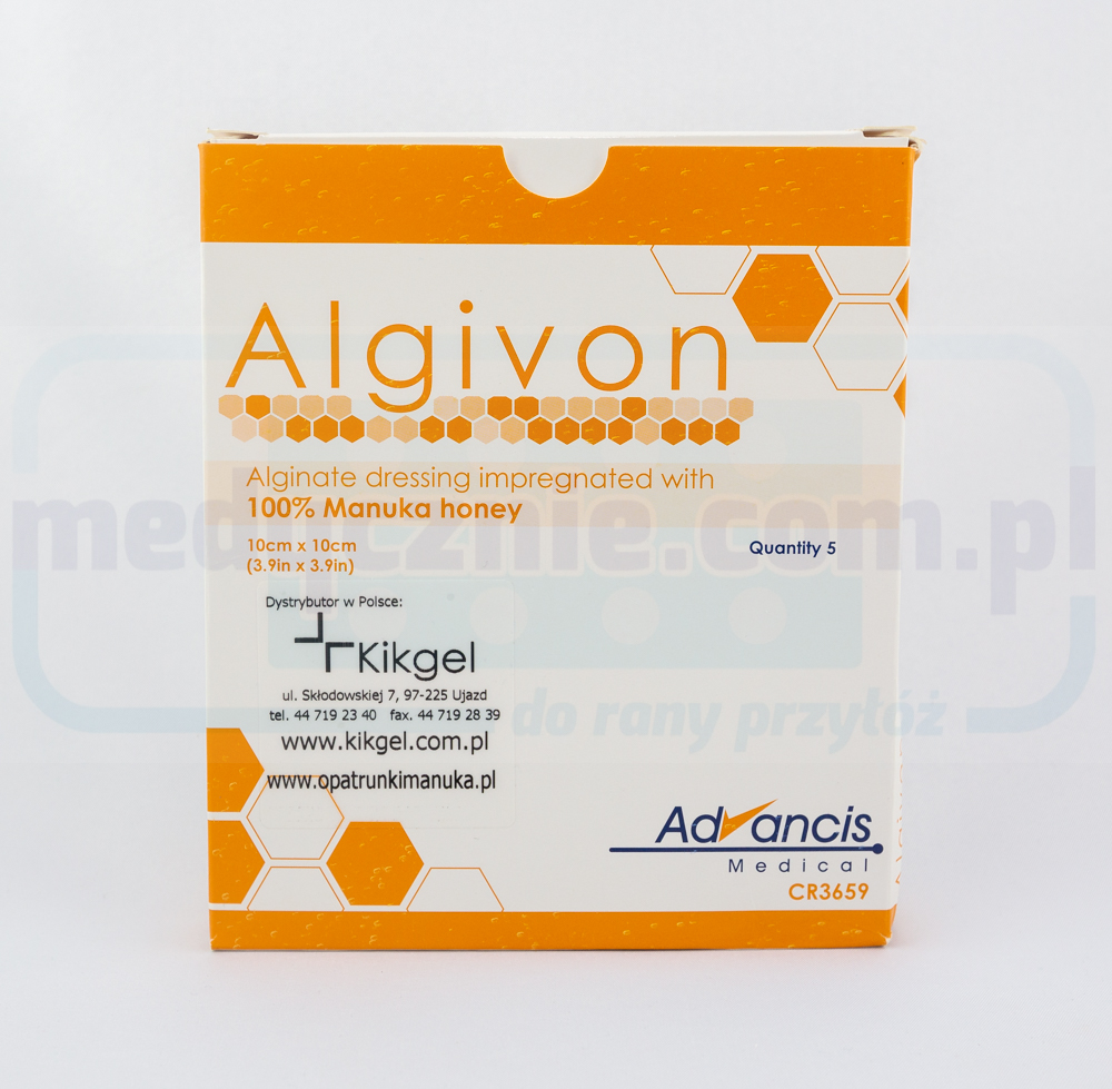 Algivon 10*10cm Alginat-Verband mit Manuka-Honig 1St.