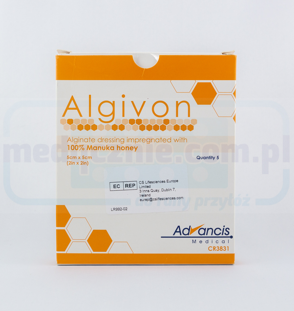 Algivon 5*5cm Alginat-Verband mit Manuka-Honig 1St.