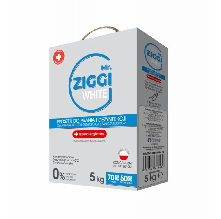 Ziggi 5kg Wasch- und Desinfektionspulver für Weißwäsche
