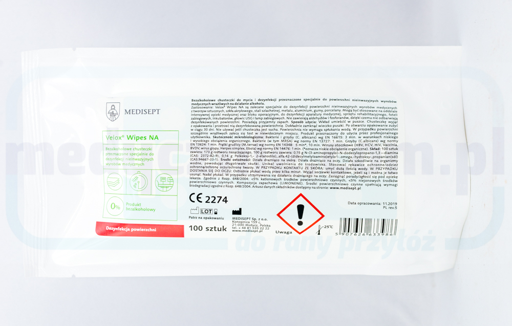 Velox Tücher NA Nachfüllpackung alkoholfreie Tücher 100 Stk.