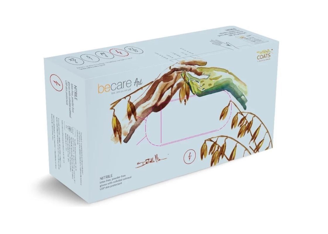 BECARE Nitrilhandschuhe mit Hafer 200Stk S