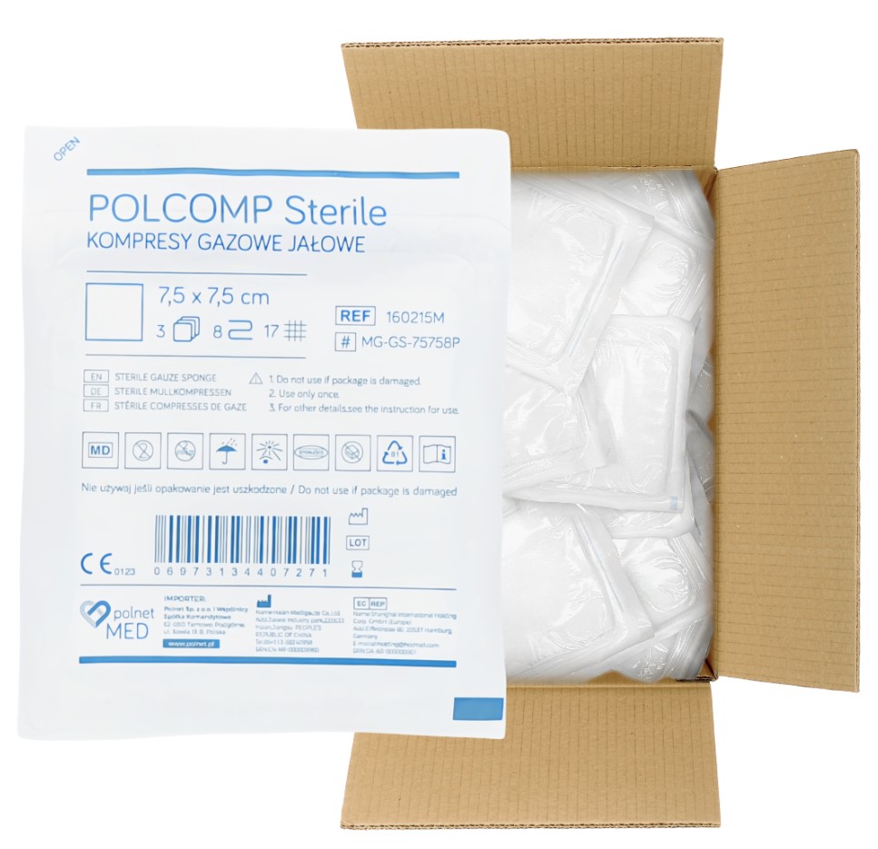 Sterile Gas-Kompresse 17N 8W 7.5*7.5cm a'3pcs-100pcs