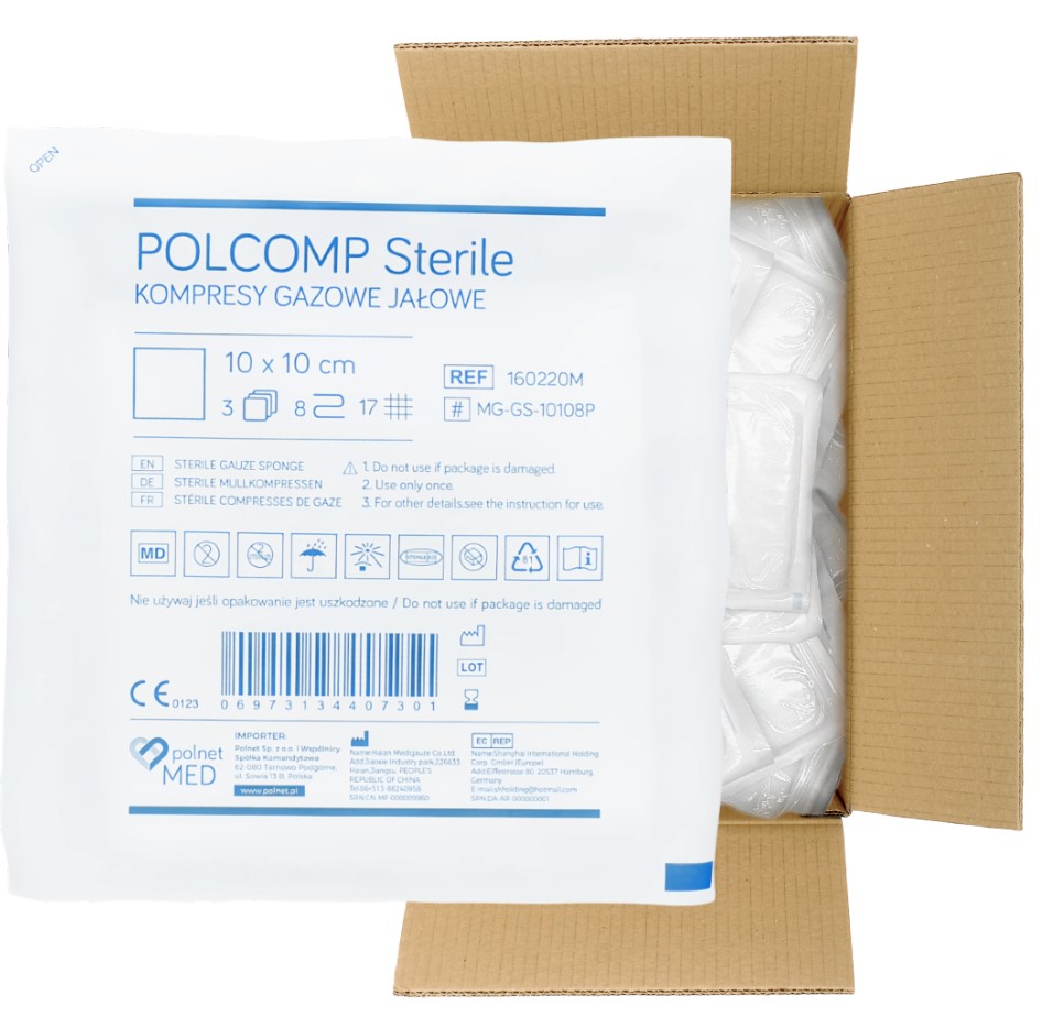 Sterile Gas-Kompresse 10*10cm a'3pc-100pcs 17N 8W