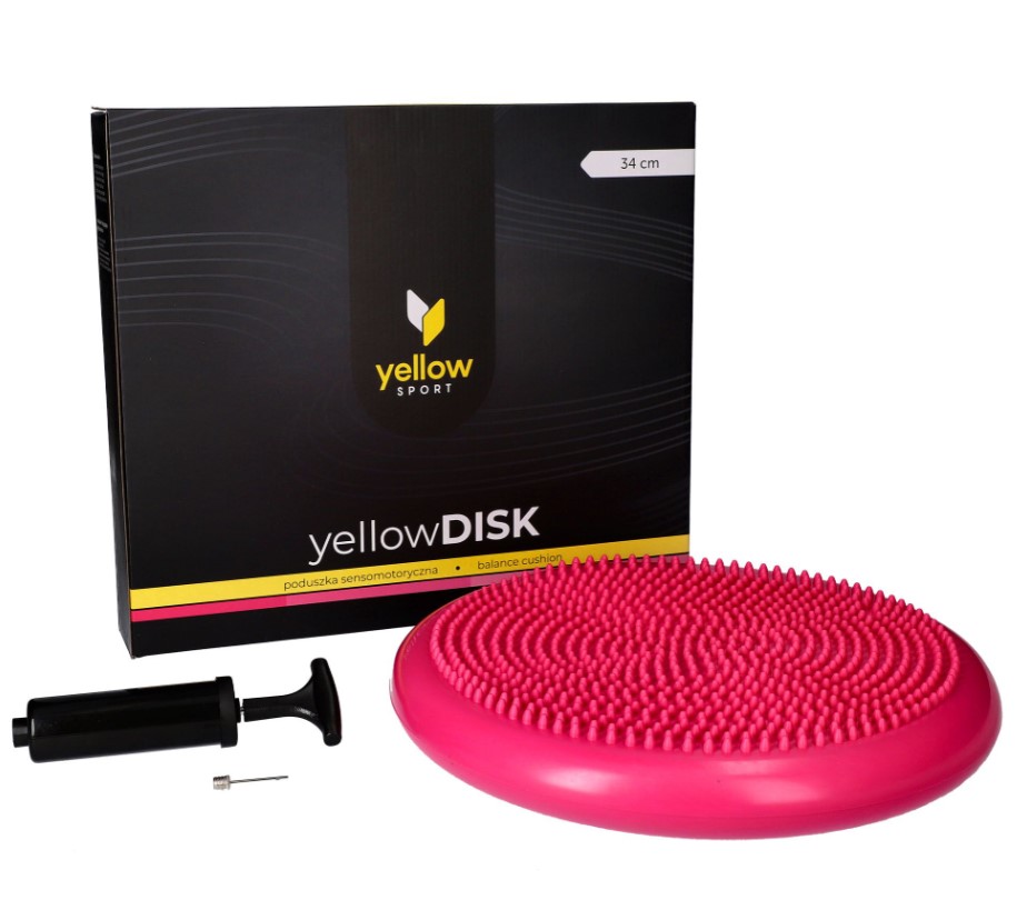 Sensomotorisches Kissen gelbDISK mit Pumpe rosa