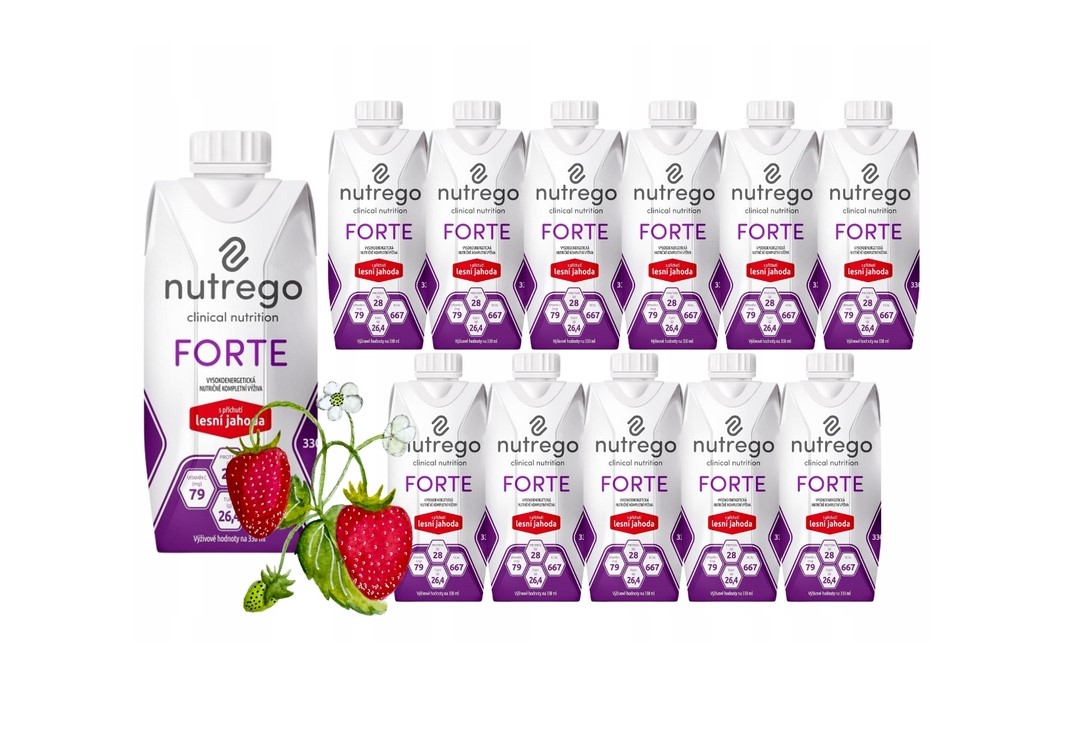 Nutrego Forte 12x330 ml Erdbeere Kalorienreiche, eiweißreiche Ernährung
