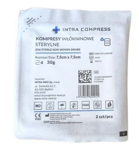 Sterile Vliesstoffkompresse 4W 7.5*7.5cm 2Stk Blister