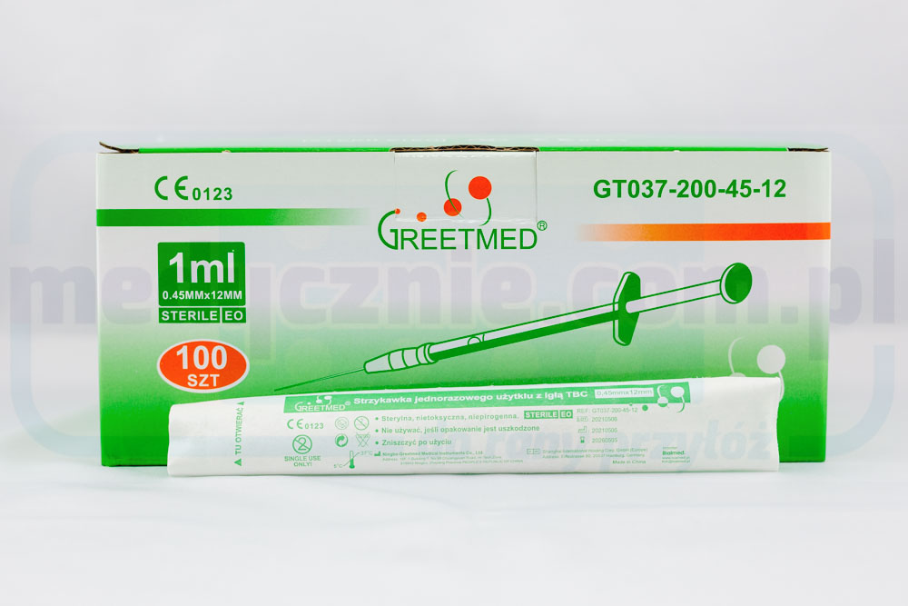 Sterile Spritzen h.u. 100 Stück 1ml 0,45* 12 mit TBC-Nadel