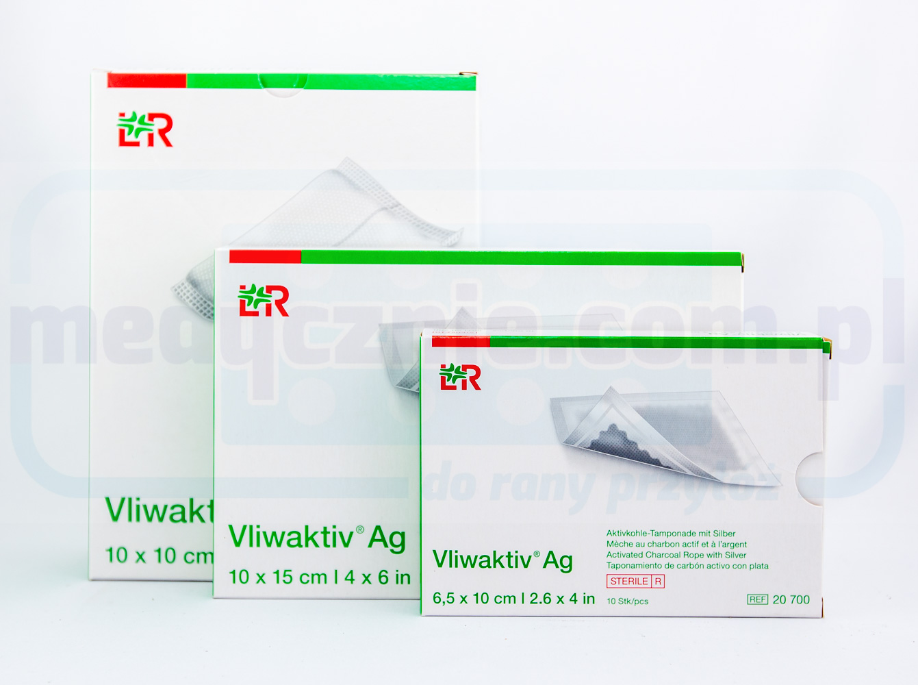Vliwaktiv AG 10*10cm Verband mit Aktivkohle und Silber 1pc