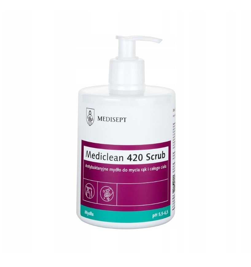 Antibakterielle Flüssigseife mit Pumpe 500ml MediClean Scrub
