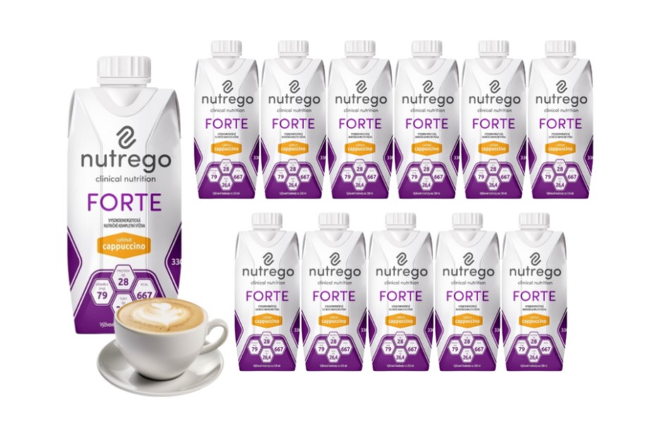Nutrego Forte 12x330 ml Cappuccino kalorienreiche, proteinreiche Diät