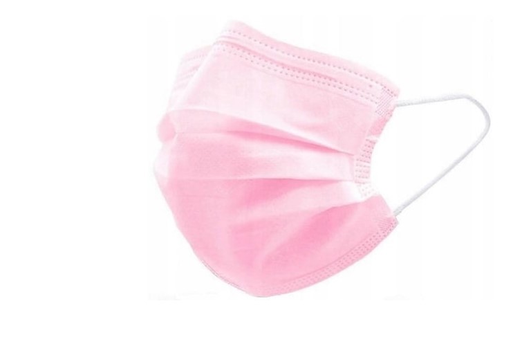 Rosa chirurgische Maske Typ IIR 50 Stück medizinisch, dreilagig, auf Gummiband