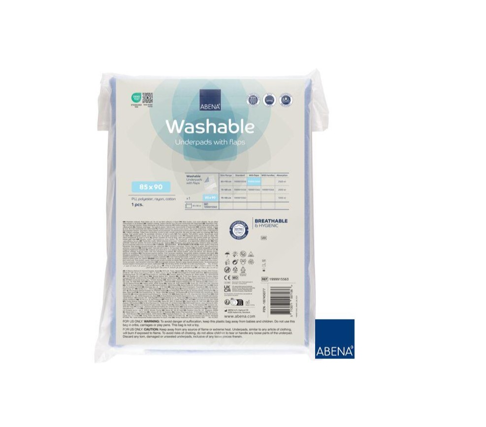 Wiederverwendbare Schutzunterlage 90x85cm 1pc mit Laschen ABENA