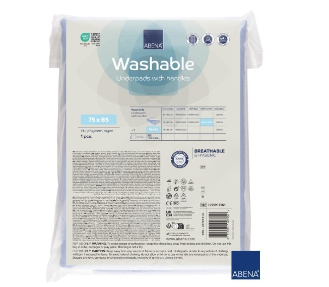 85x75cm 1pc wiederverwendbare Schutzunterlage mit Laschen ABENA