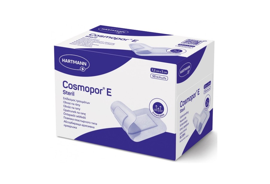 Verband mit Saugeinlage COSMOPOR E 7,2* 5cm 50Stk.