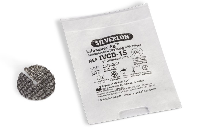 Silverlon Lifesaver IVCD-15 2,5 cm Durchmesser mit einem 1,5 mm Loch 1 Stück zentraler Punktionsverband