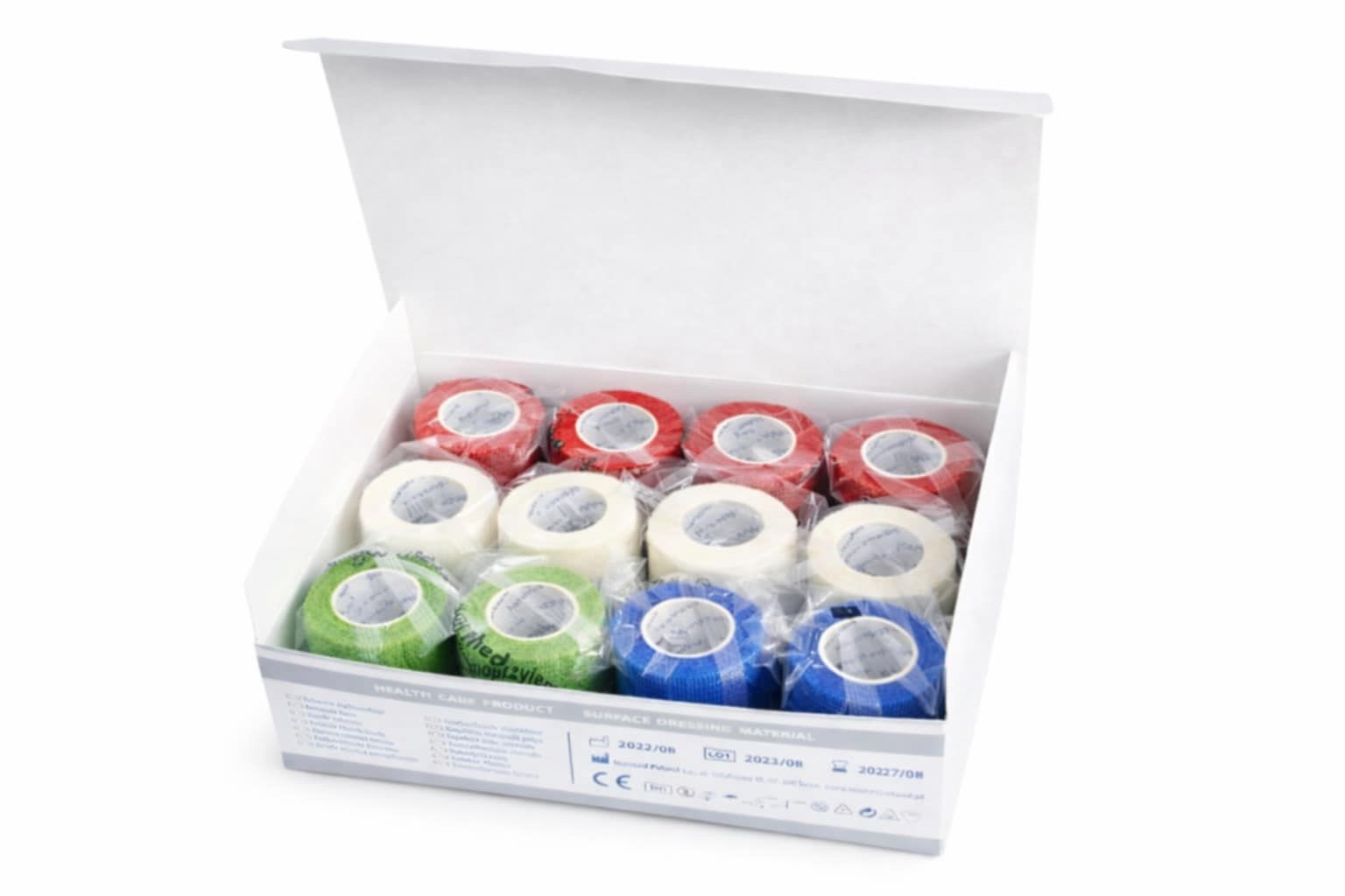 Kohäsive Binde 7,5 cm × 4,5 m, 12 Stück, fest – Set III
