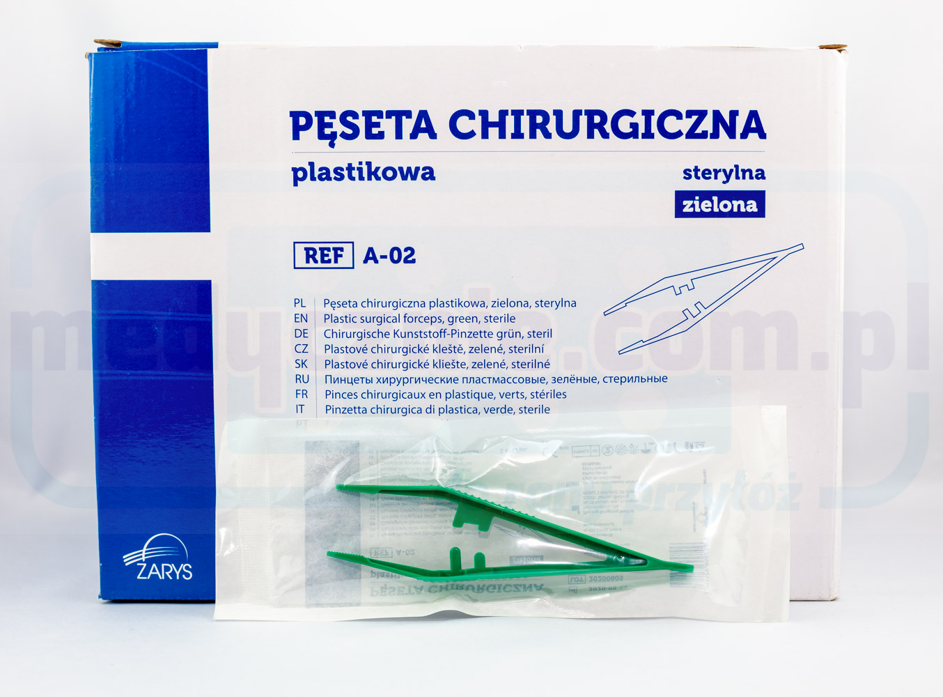 Sterile Pinzette h.u. 13cm grün