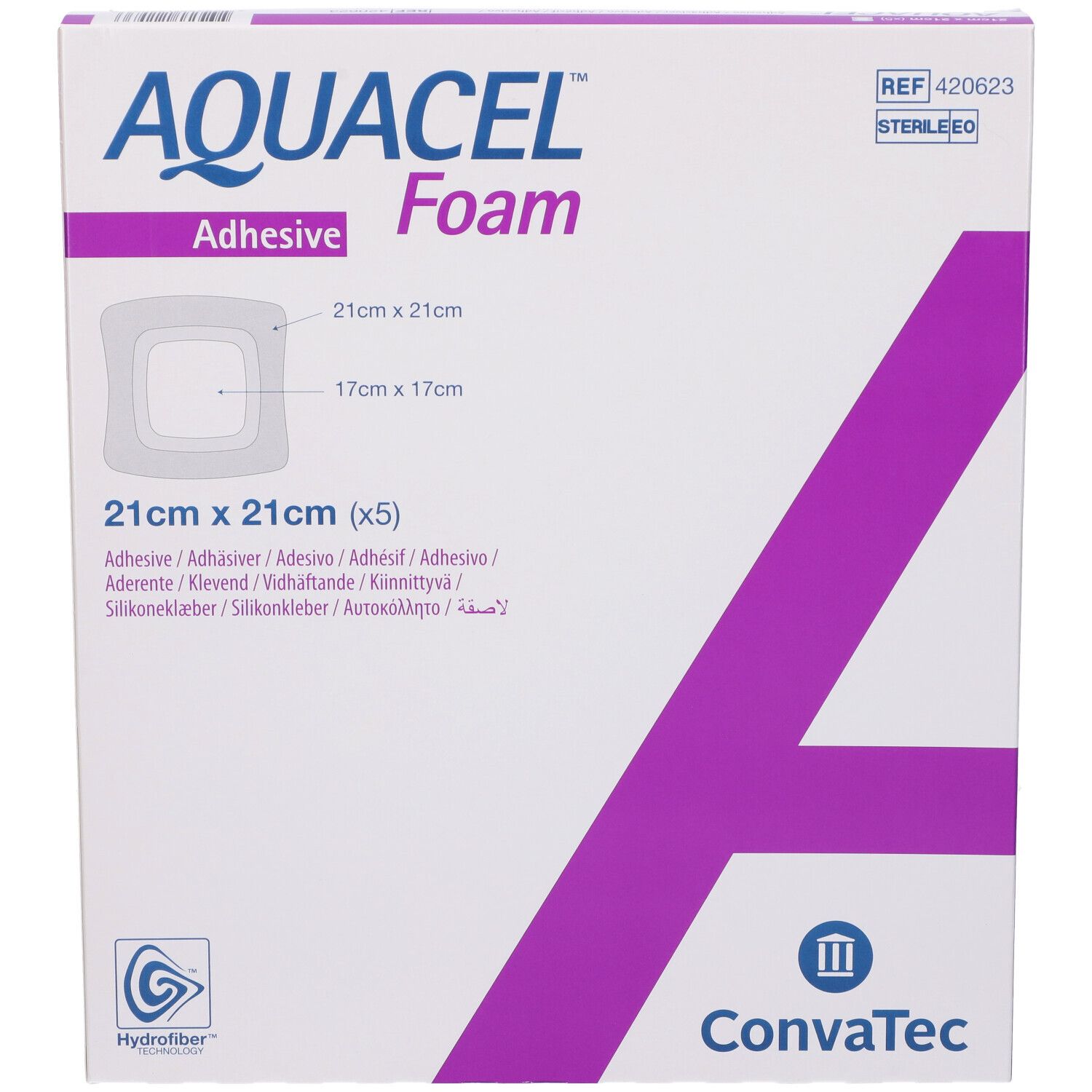 Aquacel Schaumstoff-Kleber 21*21cm mehrschichtiger Schaumstoffverband 1St.