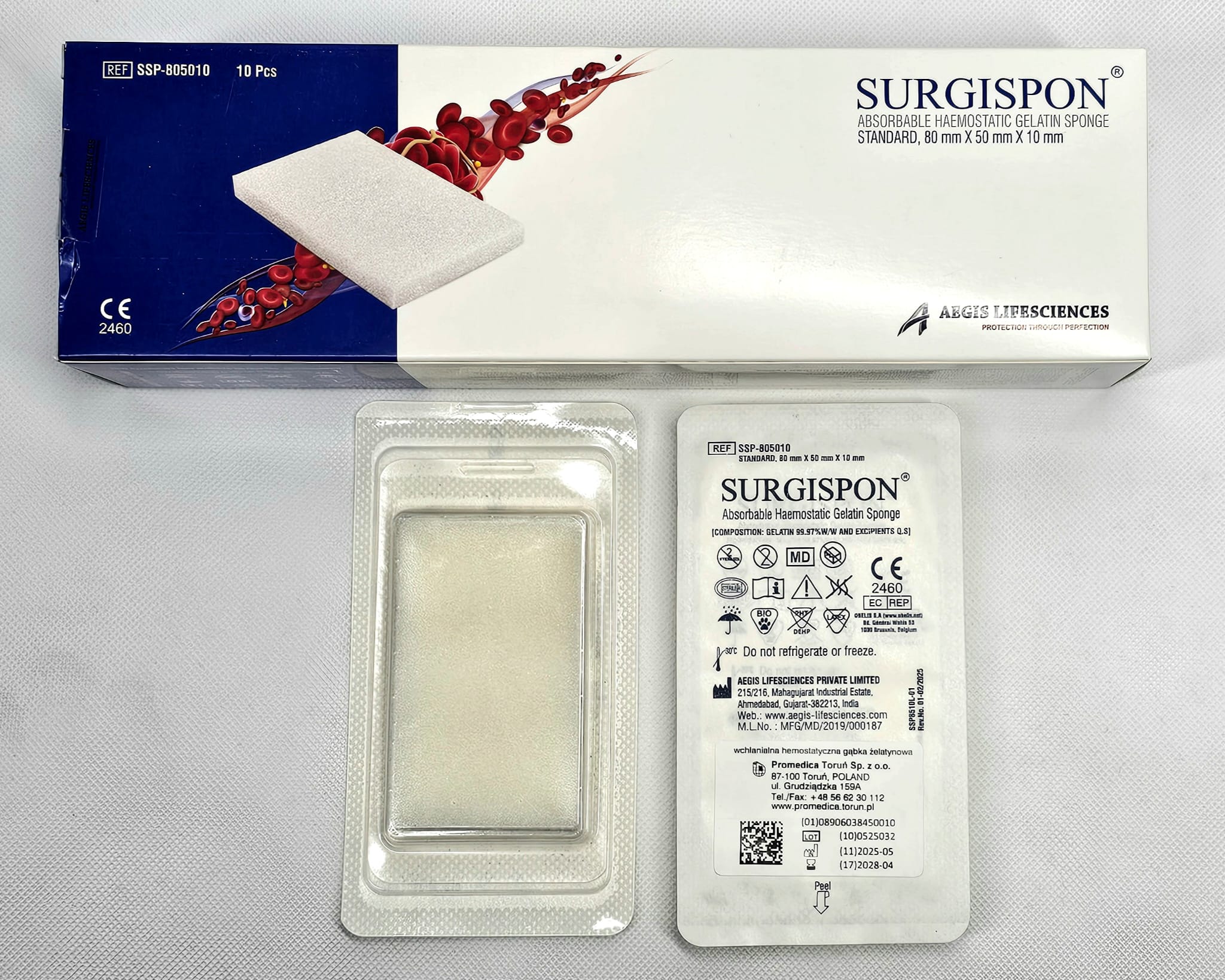 Surgispon 8cm* 5cm* 1cm 1pc Gelatineschwamm mit blutstillender Wirkung
