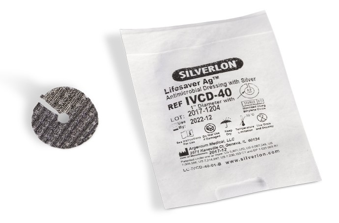 Silverlon Lifesaver IVCD-40 2,5 cm Durchmesser mit einem 4,0 mm großen Loch 1 St. zentraler Punktionsverband